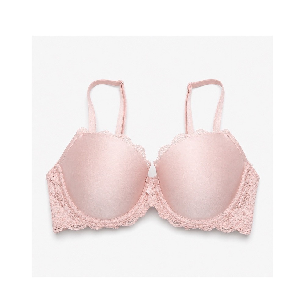 Victoria's Secret Lined Demi Bra Womens 34DD Blush Pink Dream Angels Lace Trim